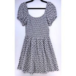 My Michelle Smocked Puff Sleeve Floral Rayon Dress Sz M Cottagecore Coquette